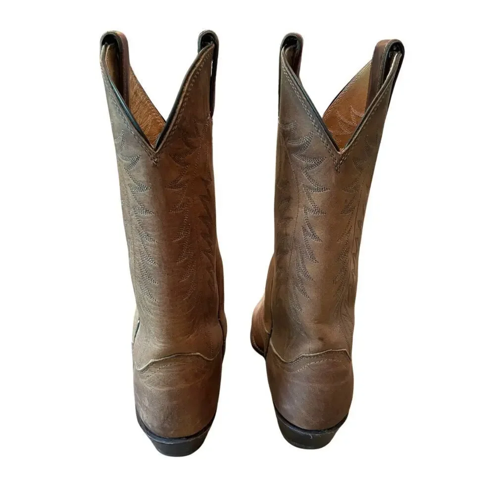 Justin Western Cowboy Boots‎ Brown Leather 7.5 C USA
